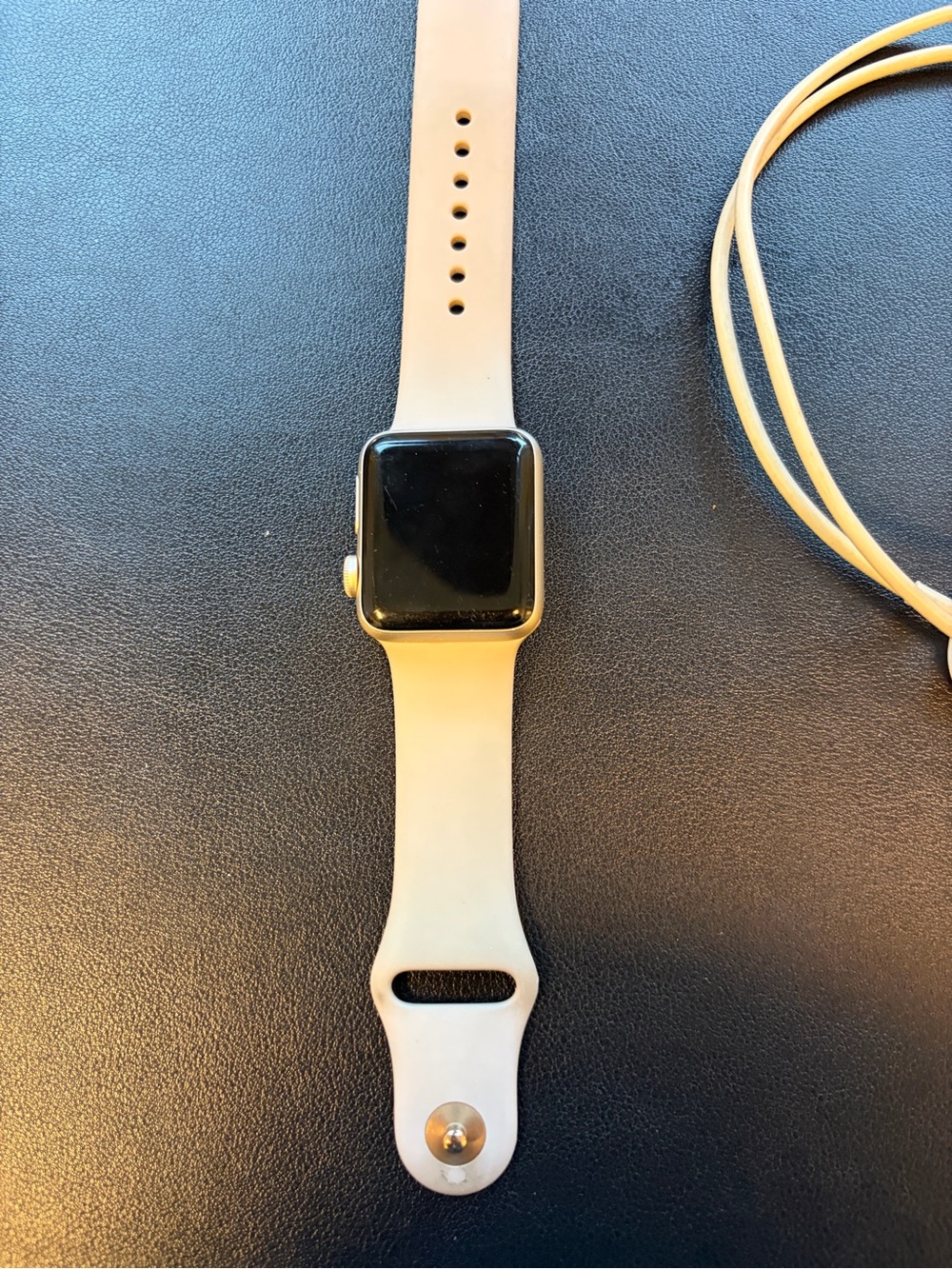 Apple Smartwatch with Cream Silicone Band
